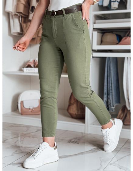 Dámske nohavice slim fit s opaskom TAIRONIK khaki