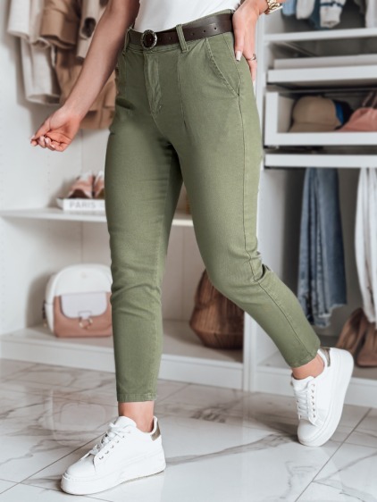 Dámské kalhoty slim fit s páskem TAIRONIK khaki