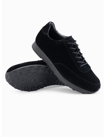 Pánské sportovní boty z ekologické kůže se semišovým povrchem – černé V1 OM-FOCS-0161