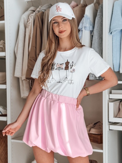 Dámska balónová mini sukňa s pružným pásom, ružová