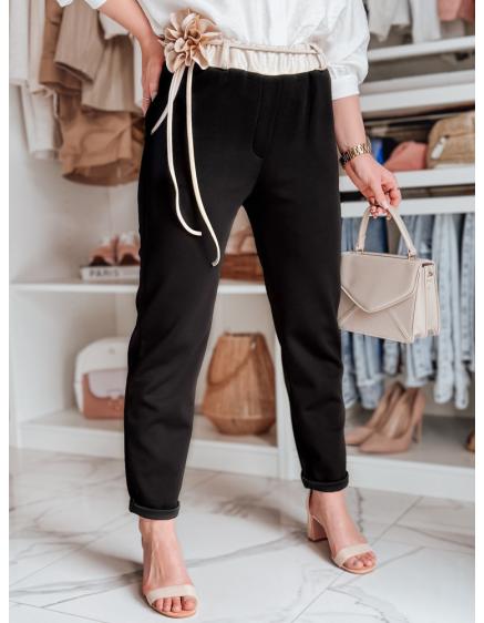 Női casual nadrág vajszínű virágokkal LEGISSA fekete