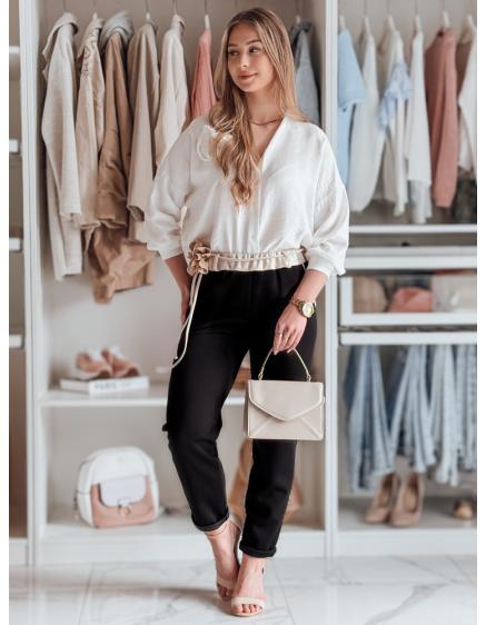 Női casual nadrág vajszínű virágokkal LEGISSA fekete