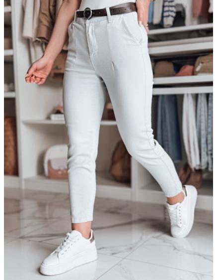 Dámské kalhoty TAIRONIK, světle šedé, se páskem