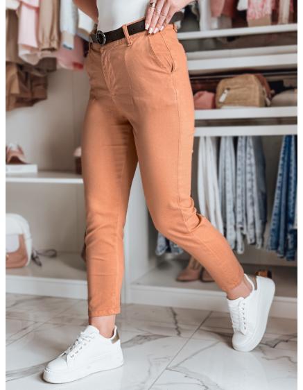 Dámské kalhoty slim fit s páskem TAIRONIK cihlové