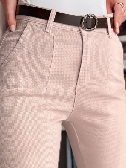 Dámské kalhoty slim fit s páskem TAIRONIK růžové – fotografie produktu 3