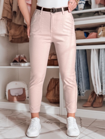 Dámské kalhoty slim fit s páskem TAIRONIK růžové – fotografie produktu 4