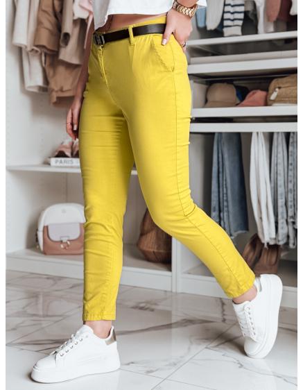 Dámské kalhoty slim fit s páskem LINESKA hořčičné