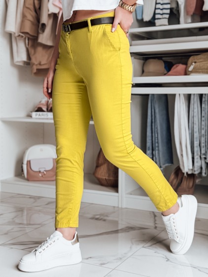 LINESKA női slim fit nadrág övvel, mustár