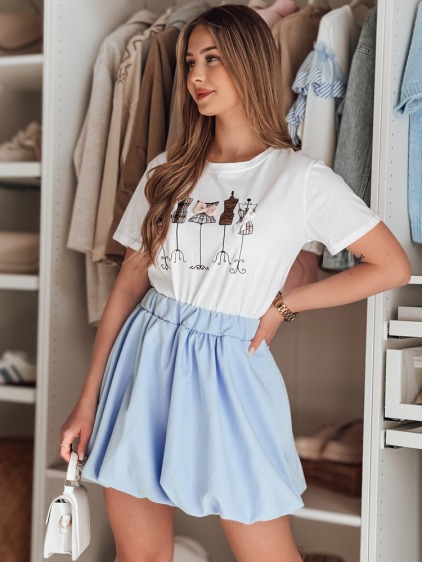 Dámska balónová mini sukňa s pružným pásom, svetlomodrá