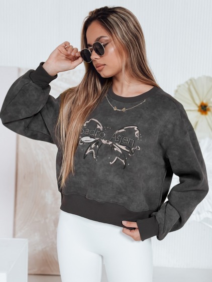 Dámská krátká mikina oversize s motivem tie-dye DENVIS grafitová