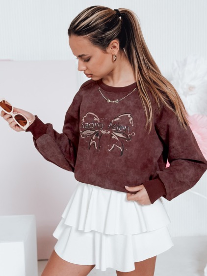 Dámska krátka oversize mikina s motívom tie-dye DENVIS bordó