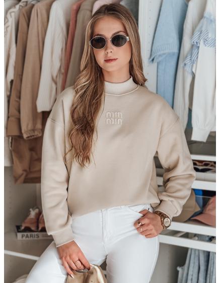 Dámska mikina oversize s nášivkou LOVASON béžová