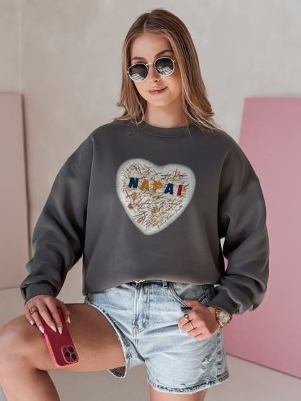 Dámská oversize mikina se srdcem SERDUCHOVA grafitová