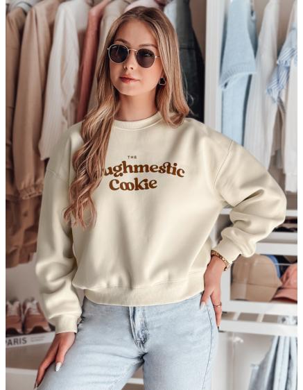 Dámska oversize mikina s potlačou COOKIES svetlo béžová