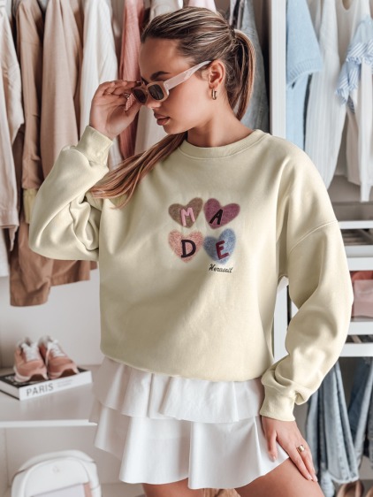 Dámska oversize mikina s motívom sŕdc, svetlozelená