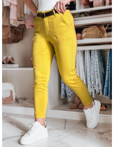 Dámské slim fit kalhoty s páskem TAIRONIK hořčičné