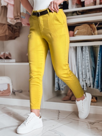 TAIRONIK női slim fit nadrág övvel, mustár