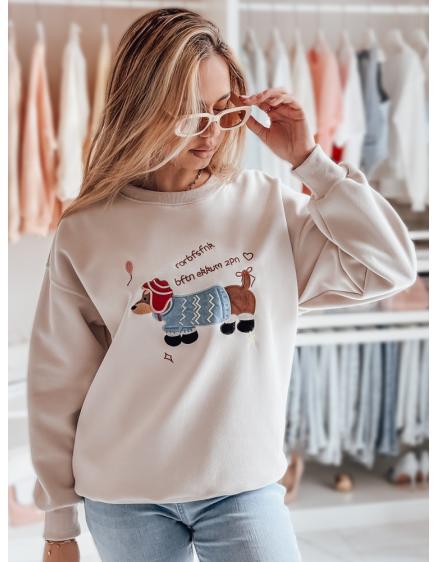 Dámska oversize mikina s výšivkou DOGSWEETY cappuccino