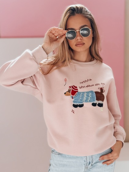 Dámská oversize mikina s výšivkou DOGSWEETY růžová