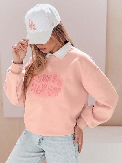 Dámská oversize mikina s potiskem HAPIRES růžová