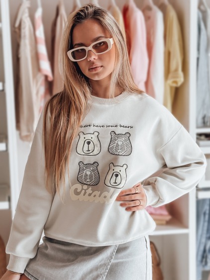 Női oversize pulóver MISOBEARS medvékkel, szürke