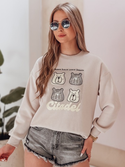 Női oversize pulóver MISOBEARS medvékkel, bézs