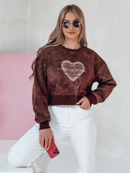 Dámska oversize mikina tie-dye so srdcom DESSER vínová