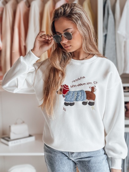 Dámská oversize mikina s výšivkou DOGSWEETY bílá
