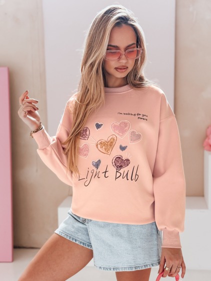 Dámská oversize mikina se srdíčky PINKNOTE růžová