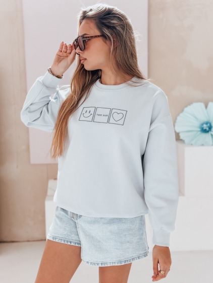 Női oversize pulóver EASYJOY hímzéssel, kék