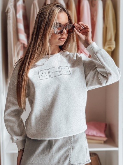 Dámská oversize mikina s výšivkou EASYJOY šedá
