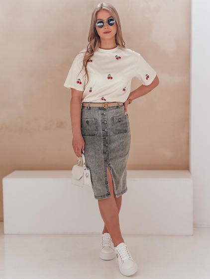 GUZIKOVA szürke midi farmer szoknya