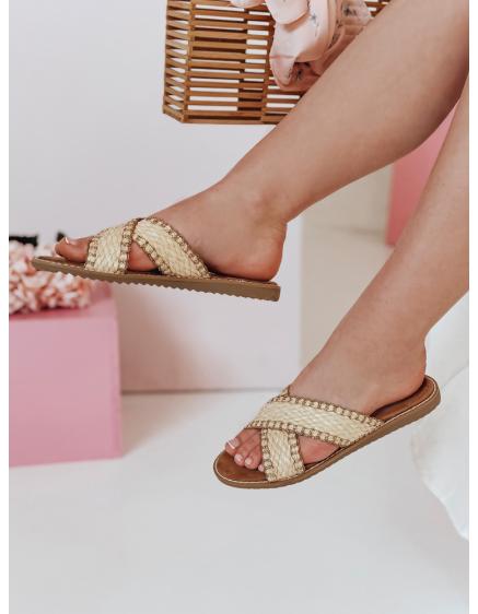 Dámské slaměné pantofle SOLINIA béžové