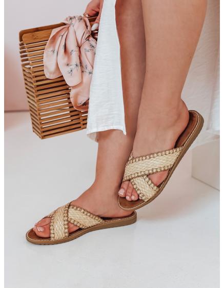 Dámské slaměné pantofle SOLINIA béžové