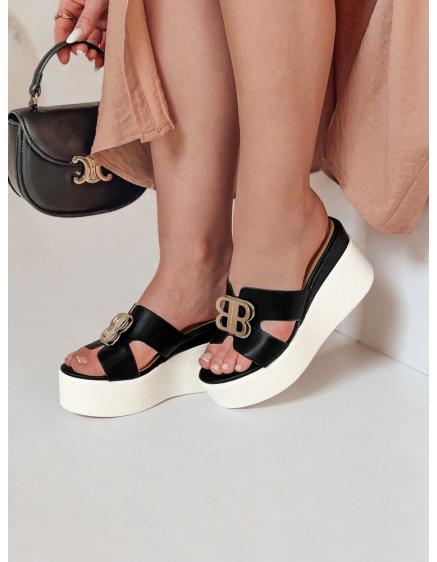 Dámské pantofle na platformě PLATSIMA černé