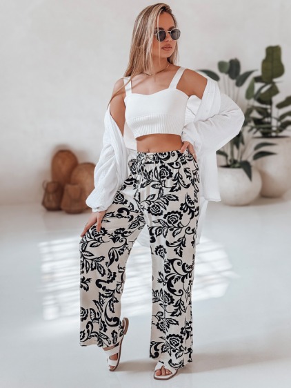 LOVEGARDEN női virágos széles szárú nadrág fekete