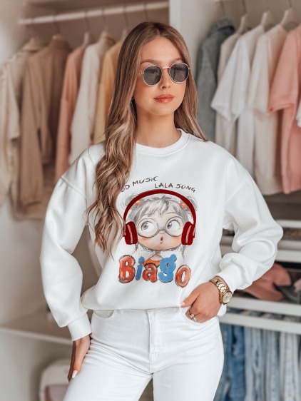 Dámská oversize mikina s potiskem LALA VIBE bílá
