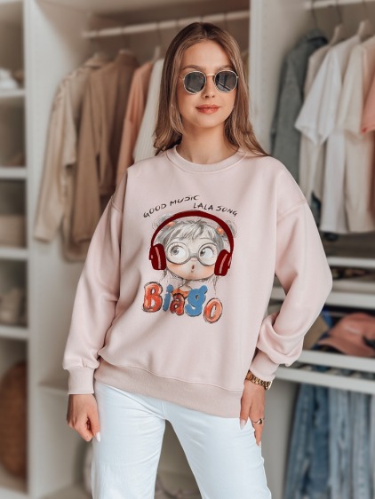Dámská oversize mikina s potiskem LALA VIBE růžová