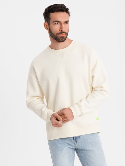 Klasická unisex mikina s okrúhlym výstrihom - krémová V2 OU-SNBC-0104