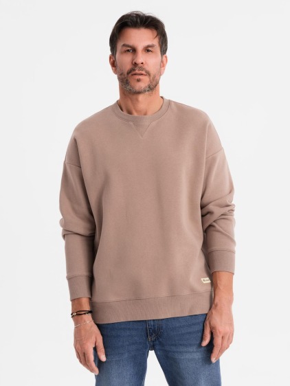 Klasická unisex mikina s kulatým výstřihem – hnědá V16 OU-SNBC-0104