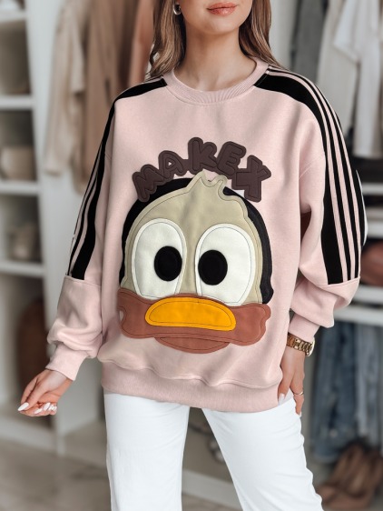 Dámská oversize mikina s nášivkami CUTE MAKEX růžová