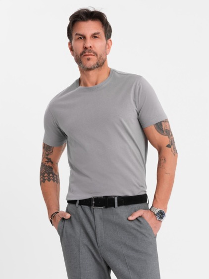 Pánske klasické bavlnené tričko BASIC – šedé V3 OM-TSBS-0236