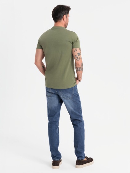 Pánské klasické bavlněné tričko BASIC – khaki V6 OM-TSBS-0236 – fotografie produktu 5