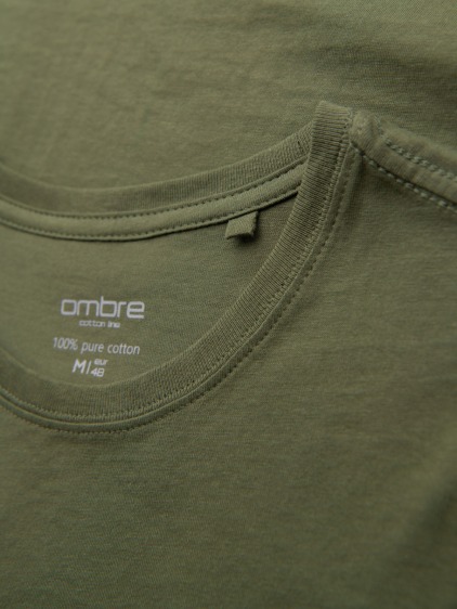 Pánské klasické bavlněné tričko BASIC – khaki V6 OM-TSBS-0236 – fotografie produktu 7