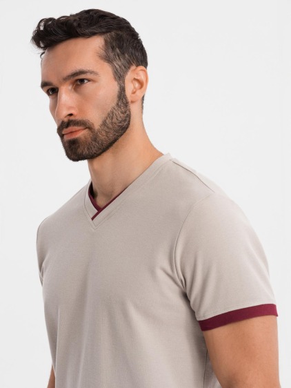 Klasické pánske bavlnené tričko BASIC - tmavomodré V2 OM-TSBS-0236