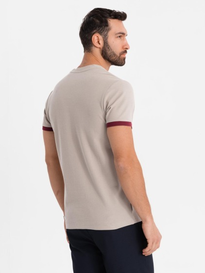 Klasické pánske bavlnené tričko BASIC - tmavomodré V2 OM-TSBS-0236 – fotografie produktu 5