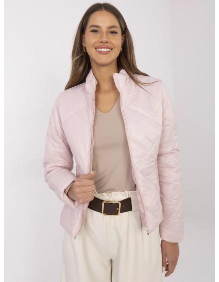 Světle růžová dámská bunda se zapínáním na zip