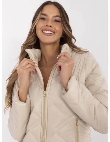 Bežová dámská bunda bez kapuce