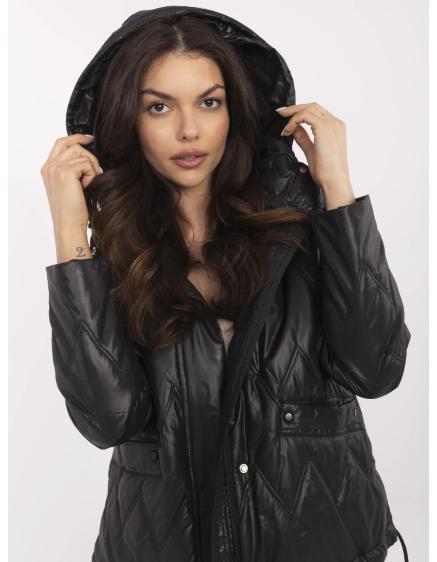Černá prošívaná dámská bunda s lemováním