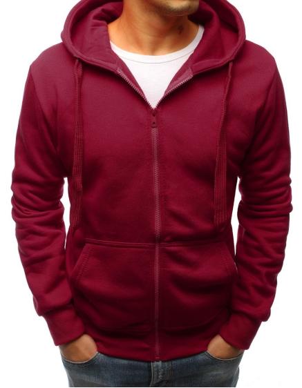 Férfi ELEGANT kapucnis pulóver kapucni nyitással bordó